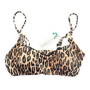 NWT Swiminista Leopard Print Bikini Top – Size Medium, Adjustable Straps